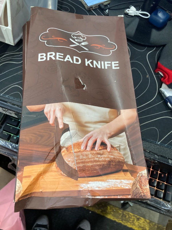 Photo 1 of *****4 piece*****FTCIRA Bread Knife for Homemade Bread – 16" Walnut Bow Bread Cutter with Ultra-Sharp Serrated Stainless Steel Blade, Sourdough Bread Knife for Bagels, Baguettes, and Rustic Loaves - Walnut Color