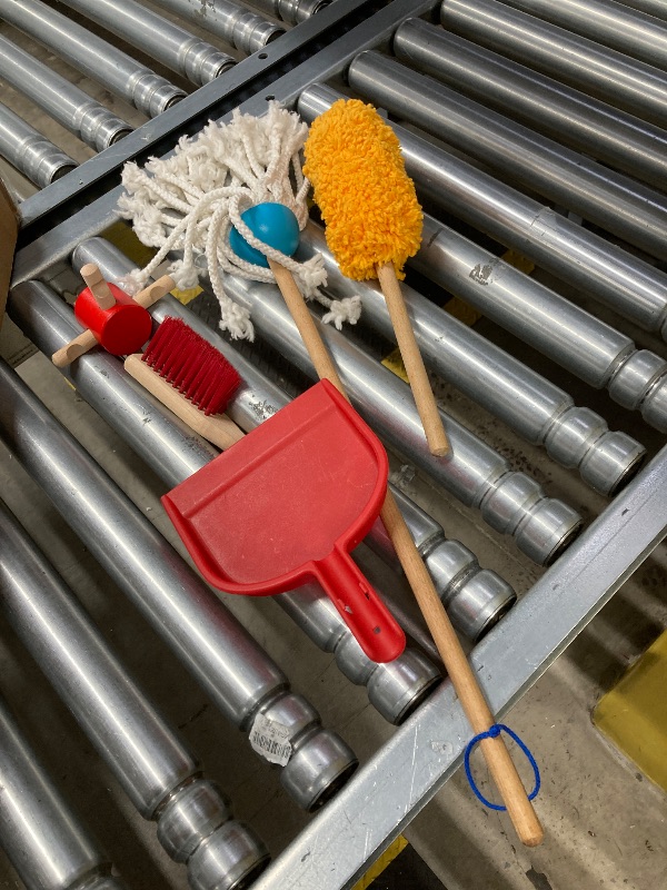 Photo 1 of ***MISSING PART -SELLING AS IS *** Melissa & Doug Dust Sweep Mop 6-Piece Pretend Play Set, Toddler Toy Cleaning, Pretend Play Home Cleaning, Kids Broom and Mop Set for Ages 3+