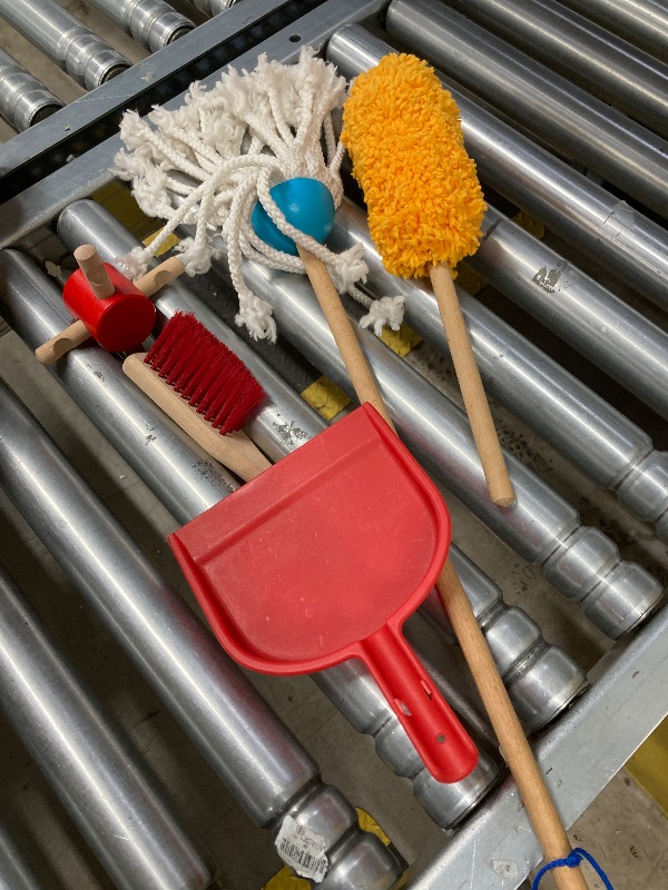 Photo 1 of ***MISSING PART -SELLING AS IS *** Melissa & Doug Dust Sweep Mop 6-Piece Pretend Play Set, Toddler Toy Cleaning, Pretend Play Home Cleaning, Kids Broom and Mop Set for Ages 3+