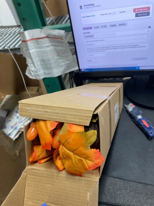 Photo 1 of 2 Pack 24 Inch Artificial Lighted Maple Tree with 48 LEDs Timer Fall Thanksgiving Decorations Battery Operated Prelit Acorn Maple Tree Lights for Thanksgiving Table Decor Home Indoor Autumn Harvest