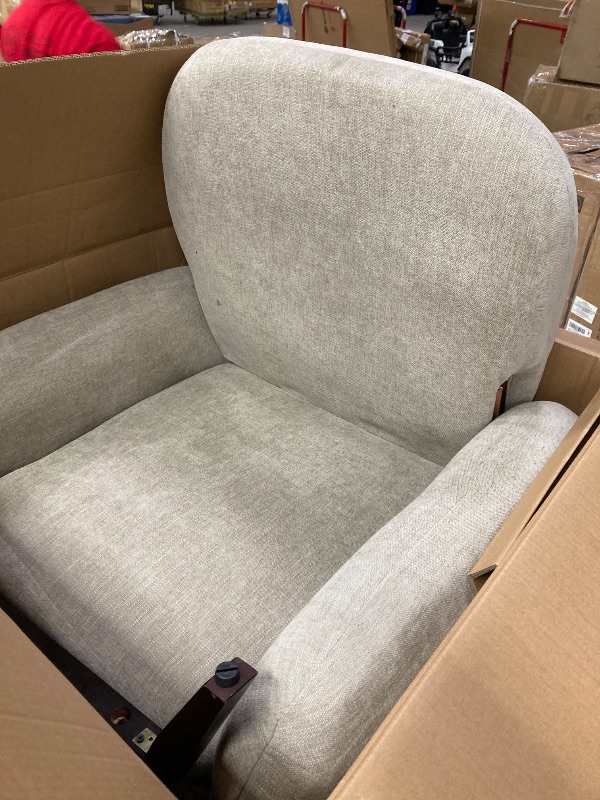 View 2 of ***IT HAS A BROKEN LEG***Christopher Knight Home Audrey Modern Fabric Upholstered Accent Chair, Living Room Low Profile Fabric Armchair, Wooden Comfy Reading Chair, Soft Seating Single Lounge Sofa, Khaki***IT HAS A BROKEN LEG**