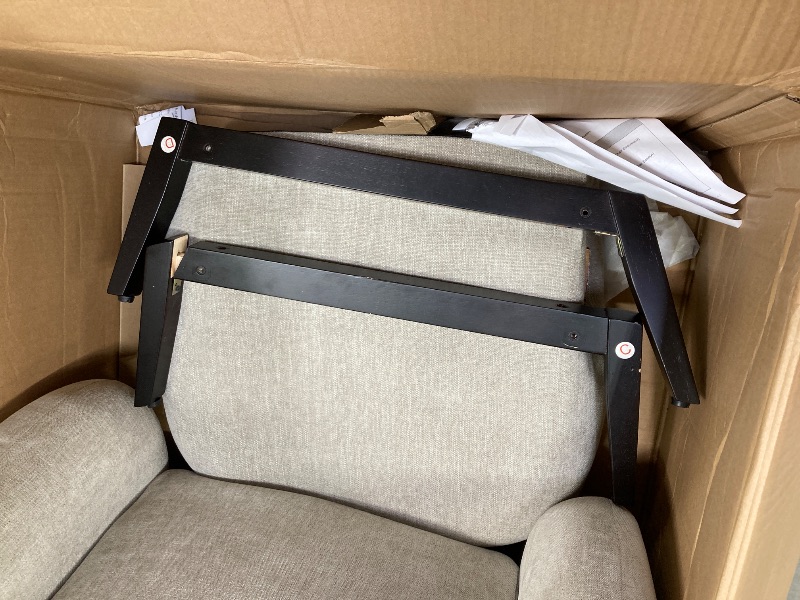 View 3 of ***IT HAS A BROKEN LEG***Christopher Knight Home Audrey Modern Fabric Upholstered Accent Chair, Living Room Low Profile Fabric Armchair, Wooden Comfy Reading Chair, Soft Seating Single Lounge Sofa, Khaki***IT HAS A BROKEN LEG**