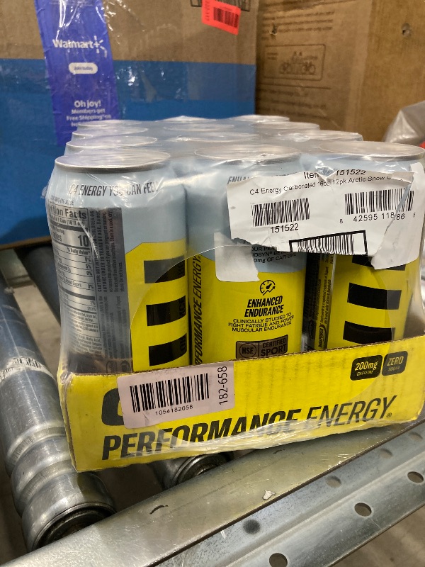 Photo 1 of ***BEST BY 02/2026*** C4 Carbonated Zero Sugar Energy Pre Workout Drink + Beta Alanine, (NEW) Sparkling Arctic Snow Cone, 16 Fl Oz, Pack of 12***BEST BY 02/2026***