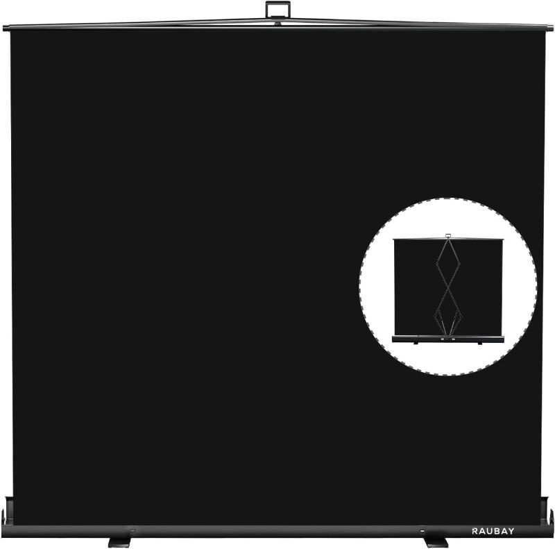 Photo 1 of ?Wider Style? RAUBAY 78.7 x 82.7in Large Collapsible Black Backdrop Screen Portable Retractable Panel Photo Background with Stand for Video Conference, Photographic Studio, Streaming