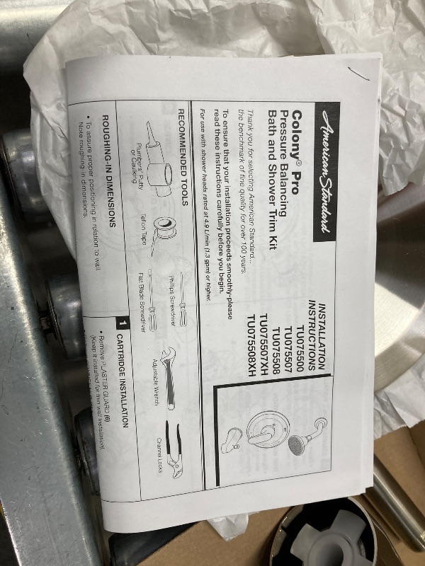 Photo 1 of ***ALL PARTS INCLUDED ARE IN THE PARTS PICTURES. IF YOU DO NOT SEE THE PART, IT IS NOT IN THE BOX***American Standard TU075508.295 Colony Pro Tub and Shower Trim Kit with Cartridge, 1.75 GPM, Brushed Nickel***ALL PARTS INCLUDED ARE IN THE PARTS PICTURES.