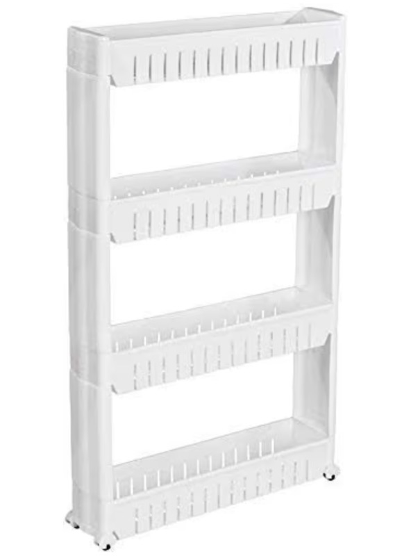 Photo 1 of ***MISSING A WHEEL***Small Trolley Rack Kitchen Movable Multi-Layer Floor Living Room Snacks Sundries Fruit and Vegetable Storage Rack Can Move (Size : 3 Tier)***MISSING A WHEEL***