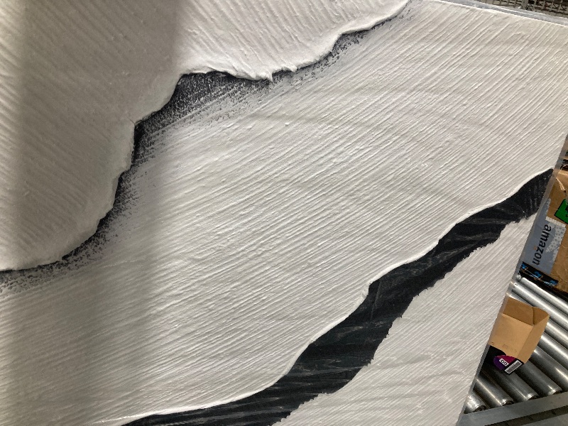 Photo 1 of **CRACK IN FRAME-SEE PICS***NANKAI Art Black and White Thick Texture Abstract Oil Painting Hand-Painted Modern Minimalist Oil Painting 30x60 inches Large Home Wall Decoration Art