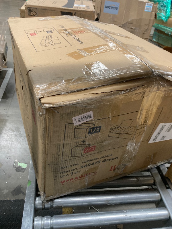 Photo 1 of ***ONLY HALF THE ITEM INCLUDED***1 BOX IX MISSING***Yaheetech Item: 960475 Green Couch Box 2 of 2 (MISSING BOX 1 OF 2)***ONLY HALF THE ITEM INCLUDED***1 BOX IX MISSING***