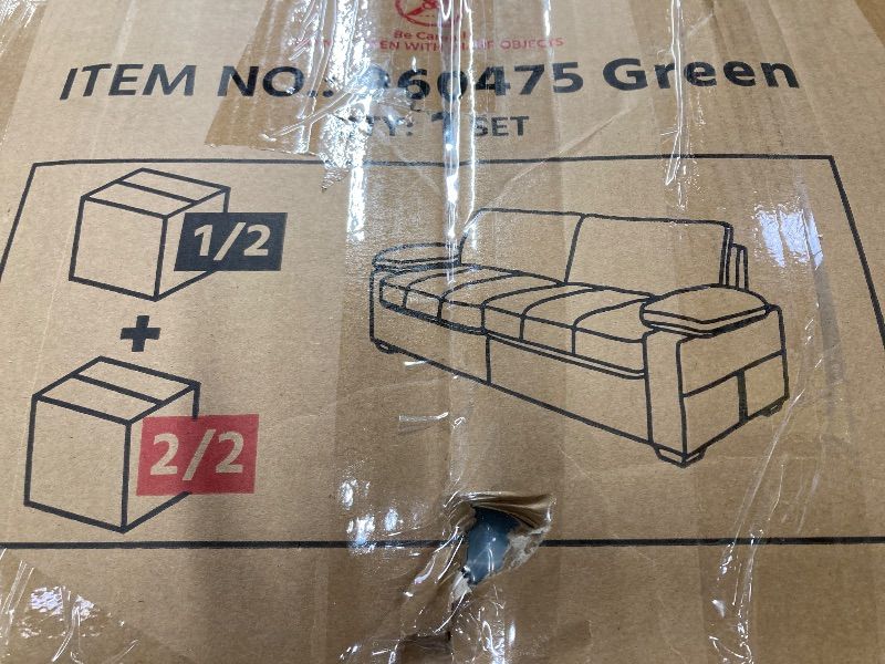 Photo 1 of ***ONLY HALF THE ITEM INCLUDED***1 BOX IX MISSING***Yaheetech Item: 960475 Green Couch Box 2 of 2 (MISSING BOX 1 OF 2)***ONLY HALF THE ITEM INCLUDED***1 BOX IX MISSING***