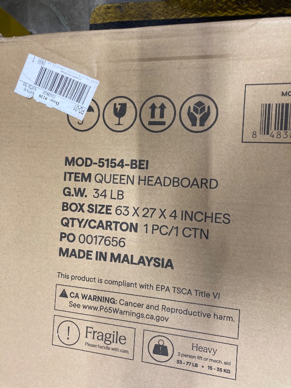 Photo 1 of Modway Annabel Tufted Button Linen Fabric Upholstered Queen Headboard in Beige