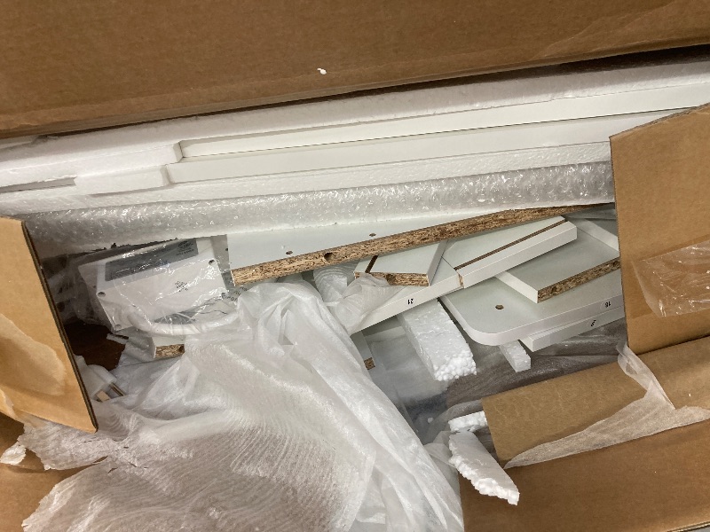 View 2 of ***MISSING PARTS***Yanosaku Vanity Desk & Power Outl, Makeup Vanity with Mirror and 12 LED Lights, Makeup Table with 11 Drawers, Vanity Table with Chair,Set 3 Lighting Modes Brightness Adjustable-(White)***MISSING PARTS***