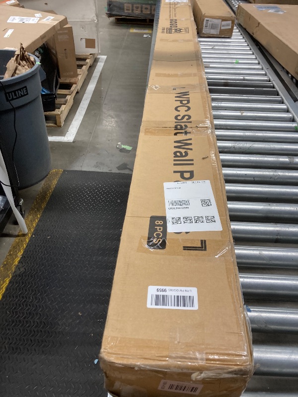 Photo 1 of ***MISSING ONE****LARWORKS WPC Slat Wall Panels 8 Pack 96" x 6", Waterproof Fluted Wall Paneling, Accent 3D Wall Panel for Wall Decor, Bathroom, Bedroom, Office - Low Grille Oak (Cover Approx.32 sq.ft)