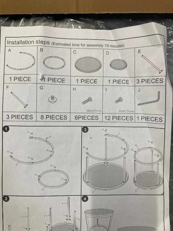 Photo 1 of ***MISSING PARTS***SELLING AS PARTS ONLY**** 
Black Marble Nesting Coffee Table for Small Place 24 in 2 Sets High Side End Sofa Table Nightstand Modern Furniture Living Room Cabin Bed Room Dining Room Garden 4 You (Black Marble)  ***(BOX RIPPED/TORN)***