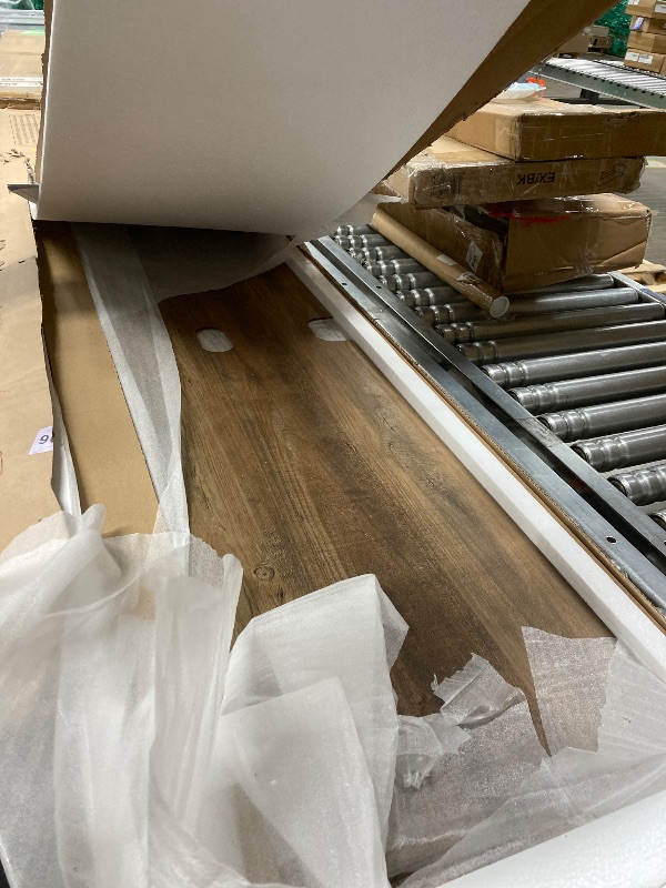 Photo 1 of Walker Edison Rustic Open and Closed Storage TV stand for TVs up to 80”, Rustic Oak