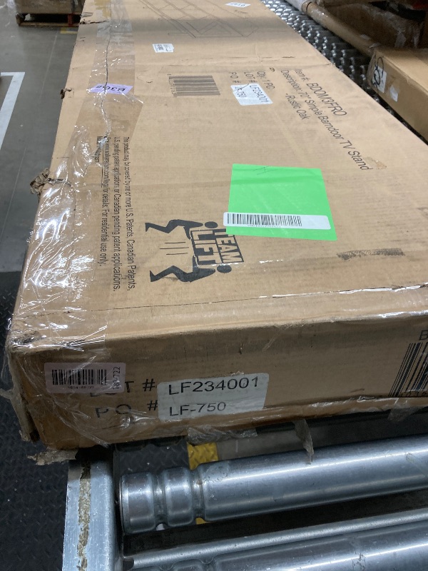 Photo 1 of Walker Edison Rustic Open and Closed Storage TV stand for TVs up to 80”, Rustic Oak