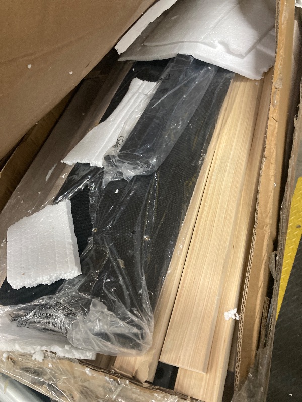 Photo 1 of ***MISSING INSTRUCTION GUIDE & HARDWARE*** VECELO Queen Size Bed Frame, Adjustable Tufted Button Headboard, Upholstered Platform with Wood Slats Support, Built-in USB and Type C Ports, Beige  ***(BOX RIPPED/TORN)***