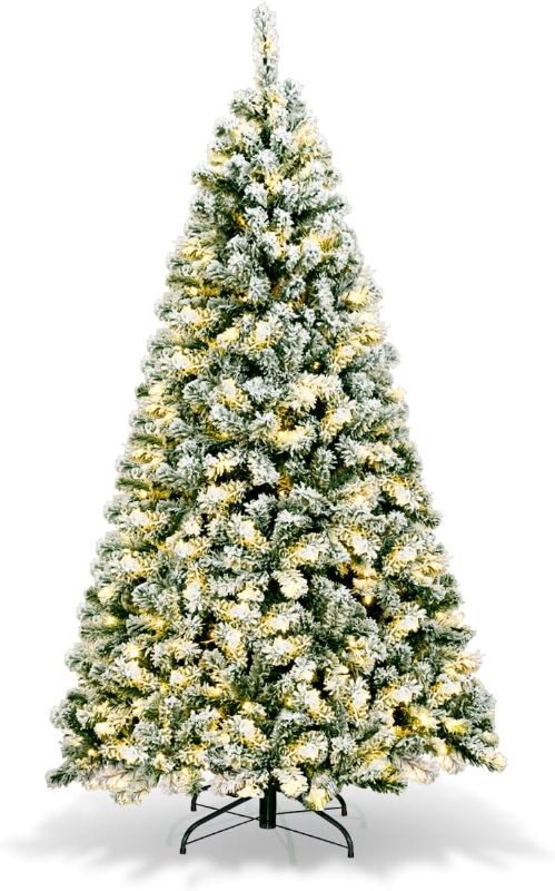 Photo 1 of 
Yaheetech 6ft Snow Flocked Pre-lit Christmas Tree with 250 Warm White Lights, 820 Lush Branch Tips & Quick-Assembly Hinged Design, Full Artificial Xmas Tree for Winter Holiday Décor, Green & White