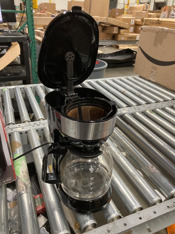 Photo 1 of ***USE****BLACK+DECKER 12-Cup Digital Coffee Maker, Programmable, Washable Basket Filter, Sneak-A-Cup, Auto Brew, Water Window, Keep Hot Plate, Black