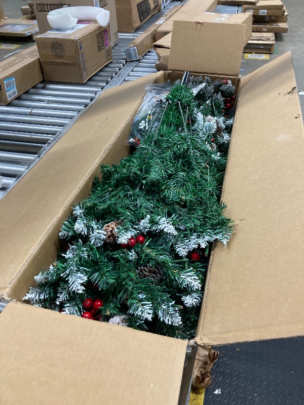 Photo 1 of ***REFERENCE***Best Choice Products Pre-Lit Christmas Tree, 6Ft Frosted Pre-Decorated Spruce Artificial Holiday Decoration w/ 250 Twinkling LEDs, Pinecones, Berries, Metal Base