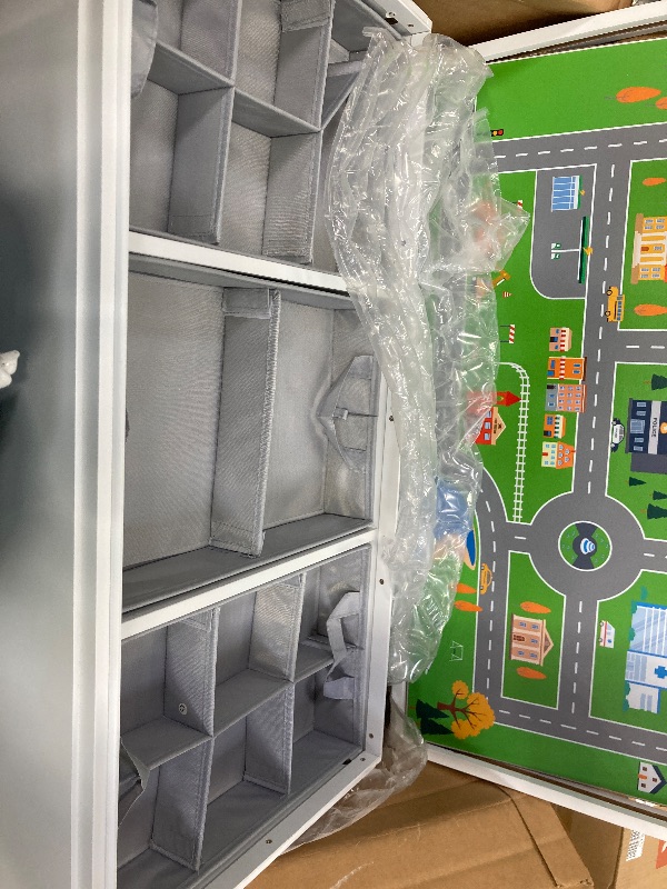 Photo 1 of ***damage major***GITAWUSA 3-in-1 Construction Play Table with Storage Compatible with Lego, Rolling Kids Activity Table, Double Sided Desktop, Train Table for Toddlers 3-8, Convenient Storage Under The Bed and Sofa