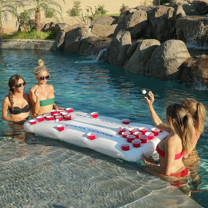 Photo 1 of 
GoPong Pool Lounge Beer Pong Inflatable with Social Floating, White