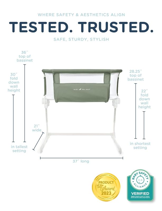 Photo 1 of 
Click to see full view
Baby Delight Beside Me Dreamer Bassinet | Bedside Sleeper & Baby Bassinet | 6-Position Height Adjustment | 100% GOTS Certified Organic Cotton Fabric | Organic Sage