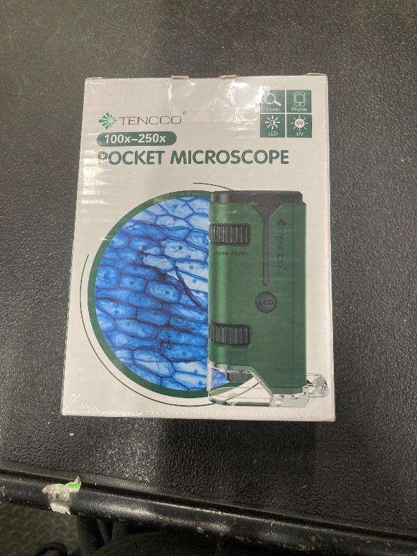 Photo 1 of 100x-250x Pocket Microscope for Kids Adults, Protable Handheld Miniscope, Mini Microscope Kit for Kids Adults Home School Lab Biology Science Education, Green