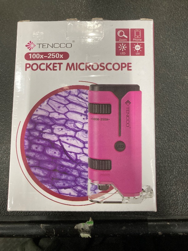 Photo 1 of 100x-250x Pocket Microscope for Kids Adults, Protable Handheld Miniscope, Mini Microscope Kit for Kids Adults Home School Lab Biology Science Education, Pink