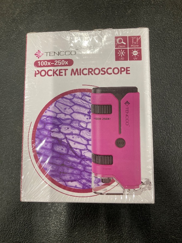 Photo 1 of 100x-250x Pocket Microscope for Kids Adults, Protable Handheld Miniscope, Mini Microscope Kit for Kids Adults Home School Lab Biology Science Education, Pink