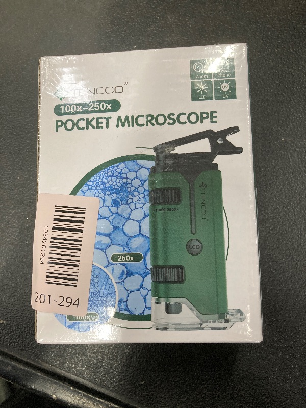 Photo 1 of 100x-250x Pocket Microscope for Kids Adults, Protable Handheld Miniscope, Mini Microscope Kit for Kids Adults Home School Lab Biology Science Education, Green