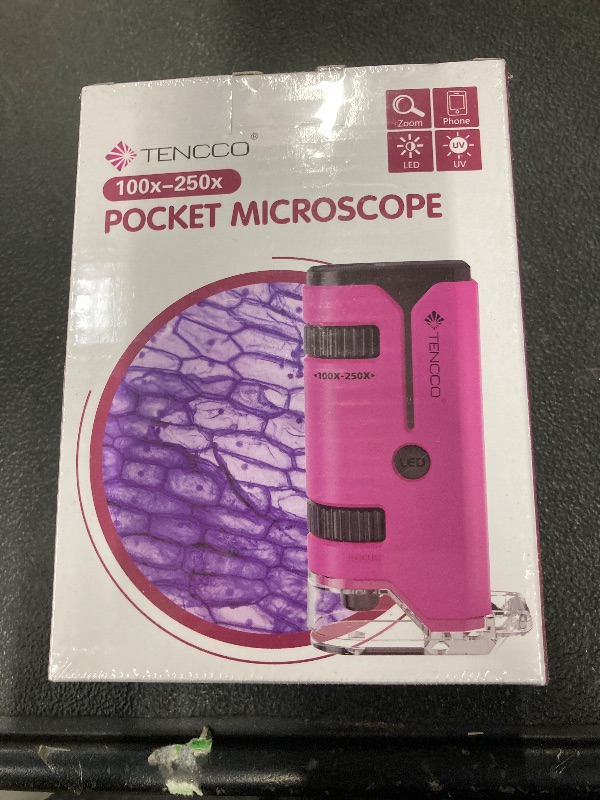 Photo 1 of 100x-250x Pocket Microscope for Kids Adults, Protable Handheld Miniscope, Mini Microscope Kit for Kids Adults Home School Lab Biology Science Education, Pink