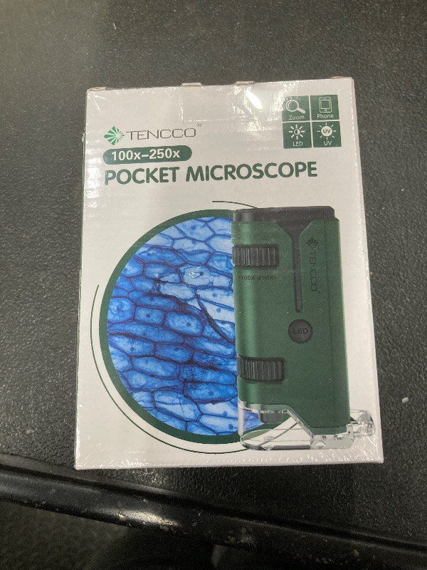 Photo 1 of 100x-250x Pocket Microscope for Kids Adults, Protable Handheld Miniscope, Mini Microscope Kit for Kids Adults Home School Lab Biology Science Education, Green