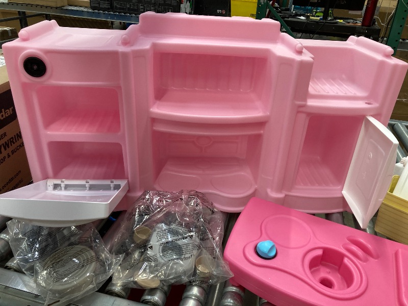 Photo 1 of ***MISSING STICKERS & THERE IS A BROKEN KNOB***Step2 Fun with Friends Kids Kitchen Playset, Indoor/Outdoor Kitchenette, Interactive Play with Lights and Sounds, Durable Plastic, Includes 25 Piece Toy Accessories, Toddlers 2+ Years Old, Pink***MISSING STIC