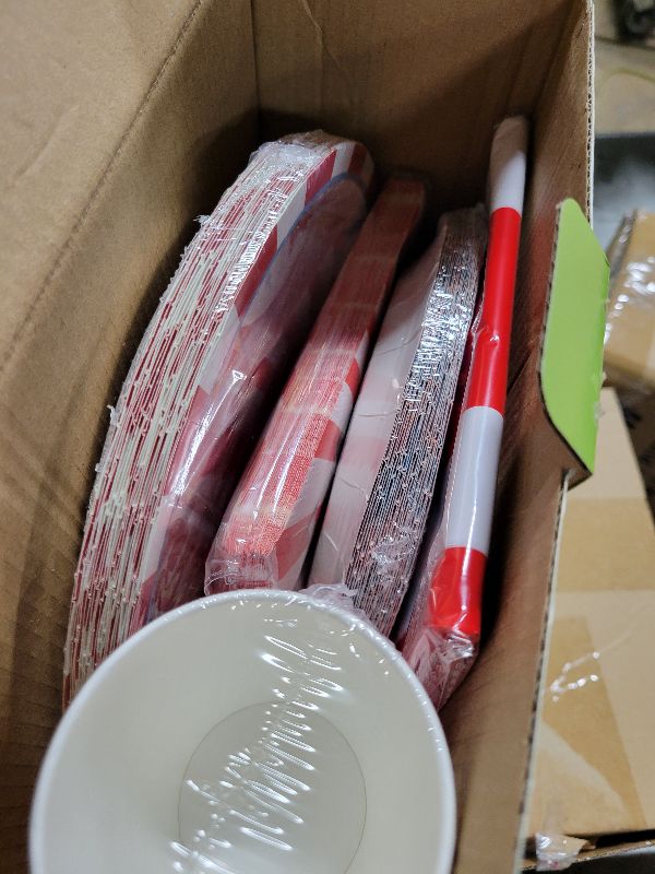 Photo 1 of 121Pcs Circus Party Supplies Carnival Theme Party Decorations Carnival Paper Plates Napkins Tablecloth Cups Forks Disposable Circus Tableware Set | Serve 24