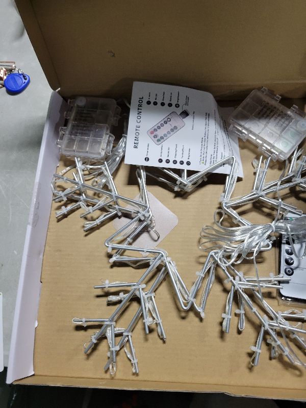 Photo 1 of 2 Pack Christmas Window Snowflake Lights, LED Hanging Decorations Iron Frame Lights, 8 Lighting Modes for Xmas Holiday Indoor Outdoor Wall Party Decor