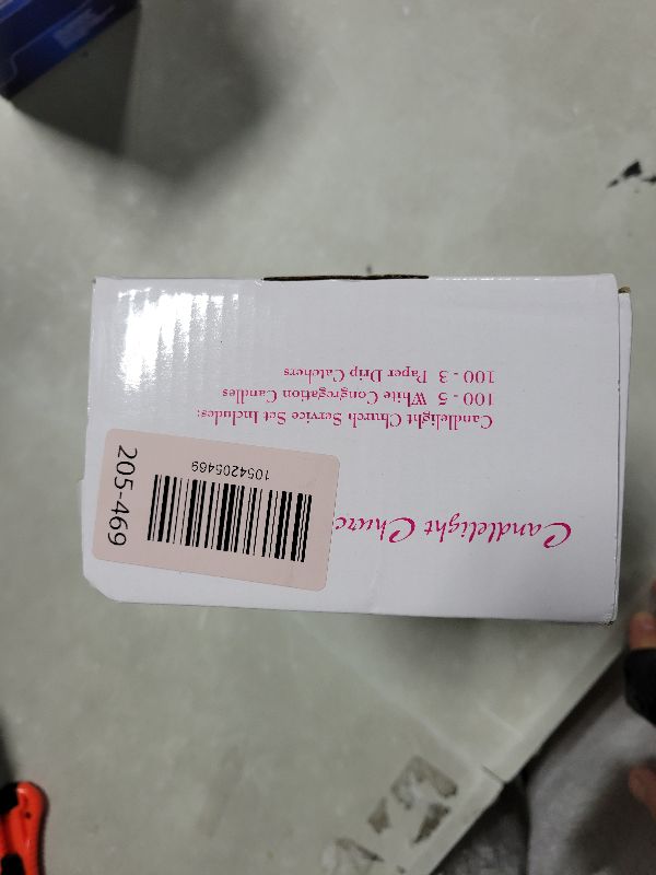 Photo 1 of 100 Church Candles with Drip Protectors for Devotional Candlelight Vigil Service, Box of 100 Candles, Unscented White 5" H X 1/2" D, No Smoke