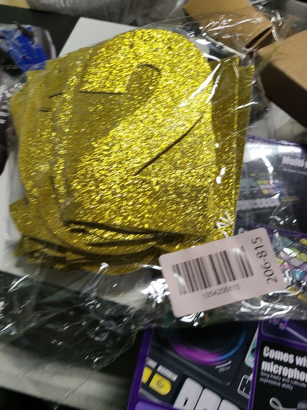 Photo 1 of 116 Pcs DIY Glitter Custom Banner Kit - Customize with 111 Letters and Numbers, 3 Rope, 2 Threading Devices for Graduation, Birthday Decor (Golden)