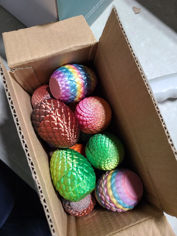 Photo 1 of 12 Pcs 3D Printed Dragon Eggs with Dragon Inside – Fantasy Collectible, Home & Office Decor-(Random Colorful)