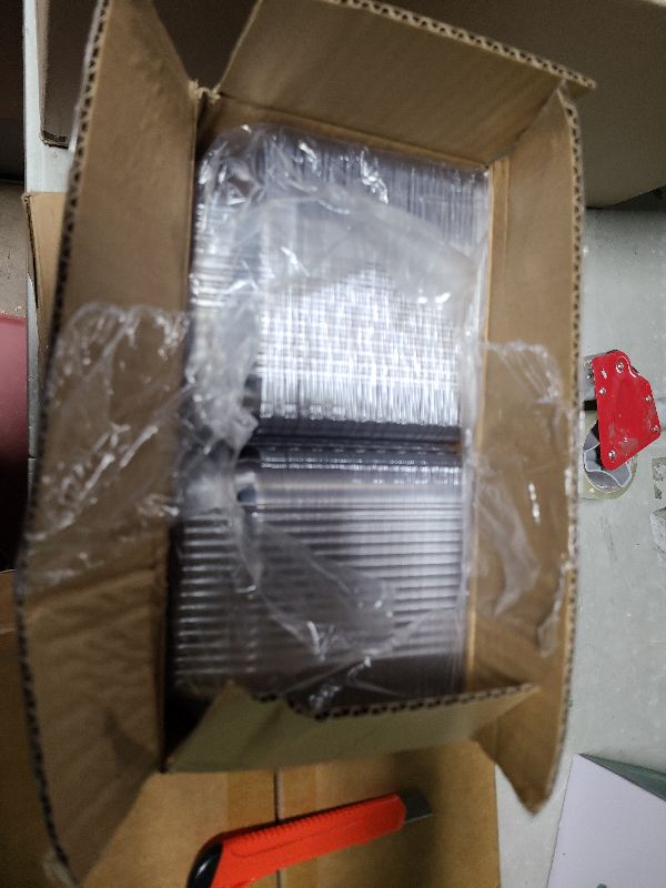 Photo 1 of 100 Pack 5 x 5 inch Clear Plastic Disposable Clamshell Container,Hinged Take Out Clamshell Dessert Container with Lid Takeout Tray Disposable Food Clamshell Containers for Dessert,Cakes,Sandwiches