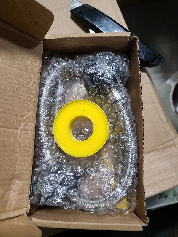 Photo 1 of 2 Pack 1/4 NPT RV Propane Hose, 12 inch Stainless Steel Braided Propane Tank Pigtail Connector for Standard Two-Stage Regulator, 1/4" Male NPT & QCC1 (12 inch)