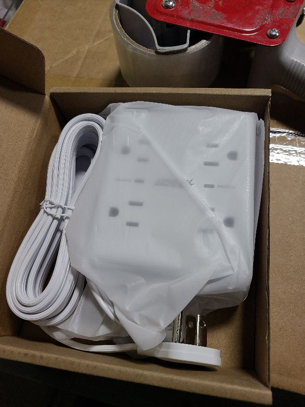 Photo 1 of 10Ft Extension Cord with Multiple Outlets, Flat Plug Surge Protector Power Strip 10 Ft Long Cord, 8 Outlets & 4 USB Ports (2 USB C), Desk Charging Station for Home Office, College Dorm Room Essentials