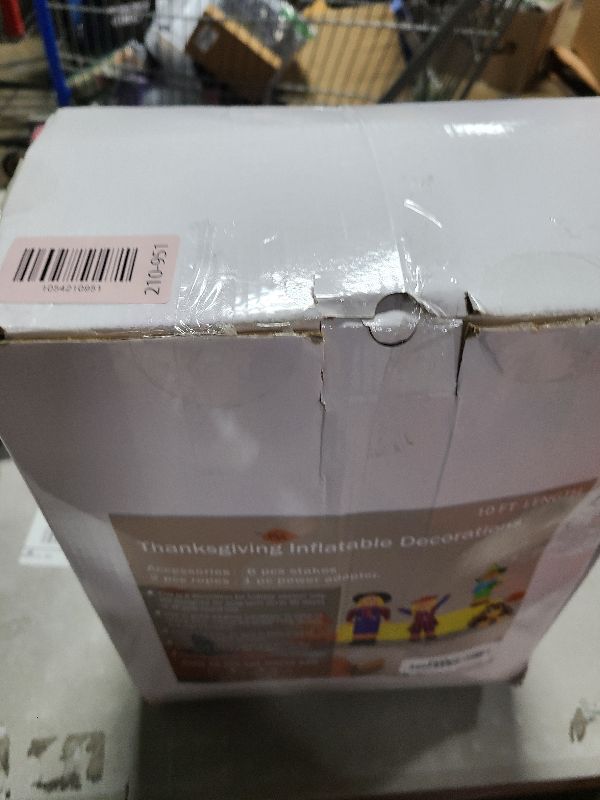 Photo 1 of 10 FT Thanksgiving Inflatables Fall Outdoor Decorations, Blow Up 4 Scarecrow Family & Hay Bale & Turkey, Built-in 9 LED Lights & Blower, Perfect Thanks Day Autumn Harvest Yard Garden & Lawn Décor