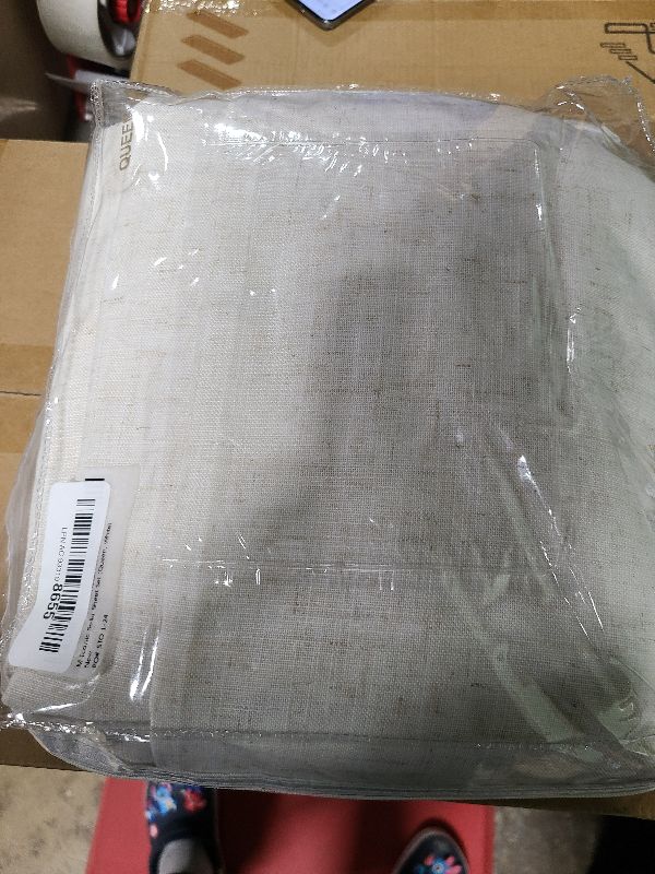 Photo 1 of 2 Panels Set Cream Linen Curtains 108 inches Long for Living Room Extra Long Back Tab Curtains Neutral Farmhouse Light Filtering Semi Sheer Linen Drapes Ceiling to Floor for Large Window Ivory 9 FT