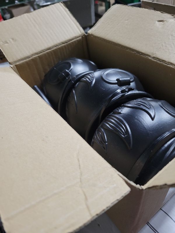 Photo 1 of 12 PCS Cauldron Halloween Decor, Large and Mini Black Plastic Hanging Cauldrons Serving Set, Spooky Witches Cauldron Desserts Candy Serving Bowls for Table Indoor Home Hocus Pocus Party Decorations