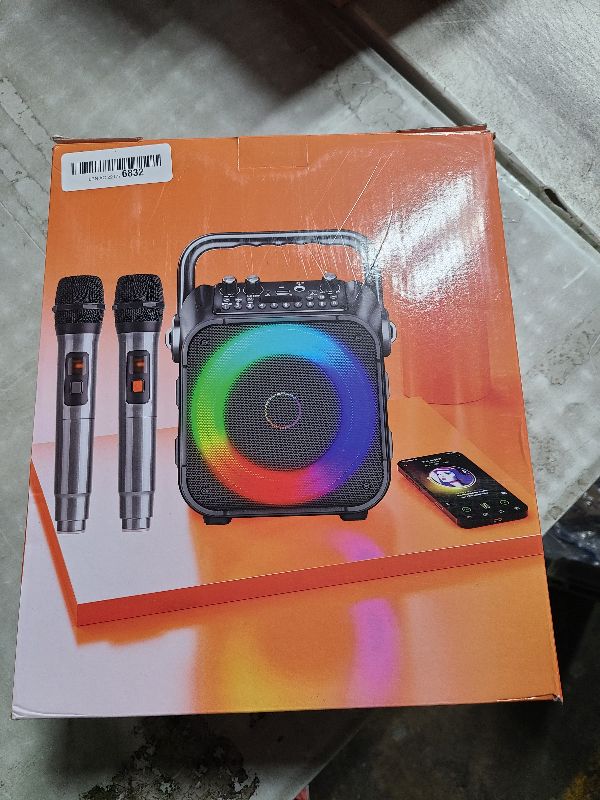 Photo 1 of Karaoke Machine, Portable Bluetooth Speaker with 2 Wireless Microphones for Adults & Kids with Lights, Karaoke Microphone with PA System Supports USB/TF/FM/AUX for Home Party Home System Packages