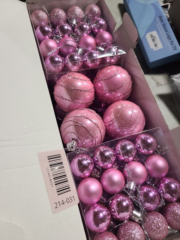 Photo 1 of 100ct Christmas Ball Ornaments Set, Pink Xmas Tree Decoration, Shatterproof Decorative Hanging Balls with Loop for Christmas Party Holiday Wreath Garland Home Decor
