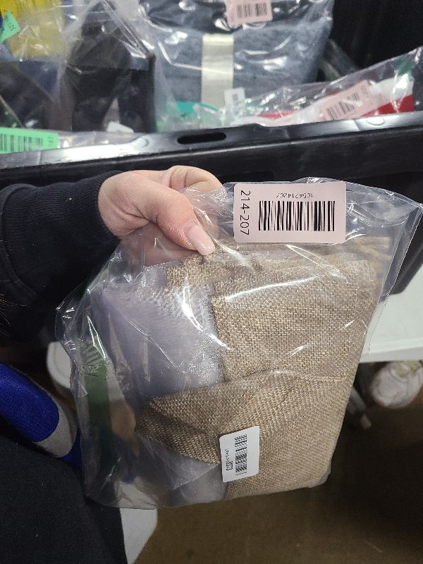 Photo 1 of 12-Pack Medium Linen Burlap and Organza Gift Bags w. Drawstrings (5x7 in