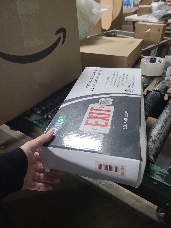 Photo 2 of TANLUX Red Exit Sign with Emergency Lights, LED Emergency Exit Light with Battery Backup, UL Listed, AC 120/277V, Commercial Emergency Lights Combo for Business - 1 Pack