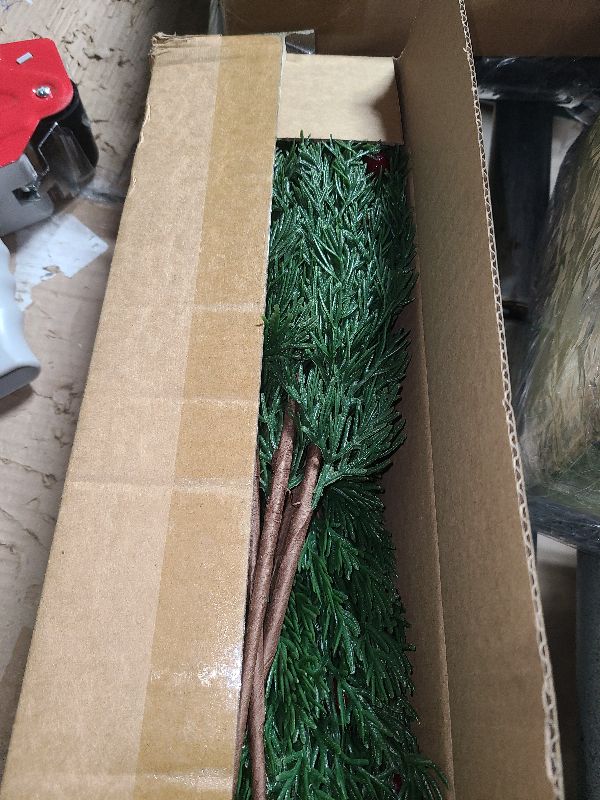 Photo 1 of 12Pcs/84Pcs Christmas Artificial Pine Branches with Red Berry Stems, 18‘’ Faux Evergreen Christmas Tree Picks, Cedar Cypress Leaves Stems for Xmas Decorations Indoor DIY Craft Garland Home Decor