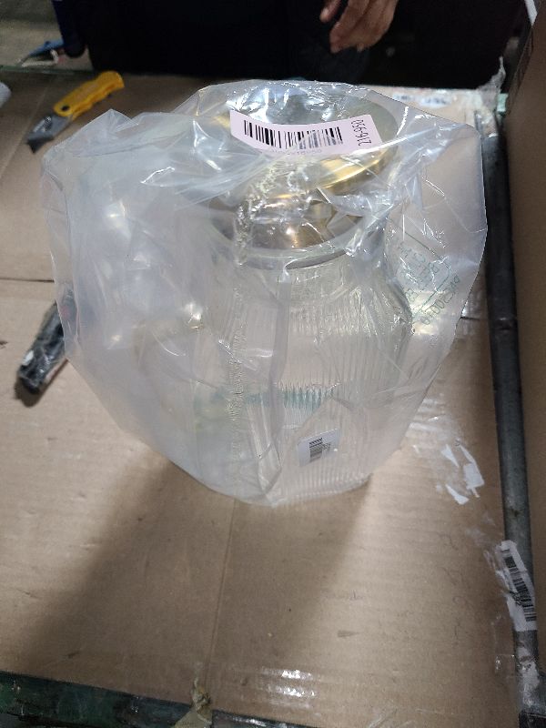 Photo 1 of 2 Liter/68 oz Square Glass Pitcher with Lid, Classic Stripes Water Pitchers with Handle for Fridge, Large Jug for Iced Tea, Coffee, Borosilicate Glass Carafe for Hot/Cold Brew Drink, Gold